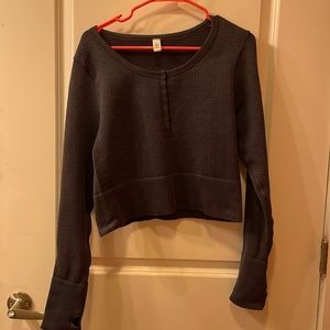 Aerie cropped waffle knit top